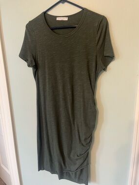 Wasabi + Mint Olive Green Midi T-Shirt Dress - Casual Tee Dress, size Medium